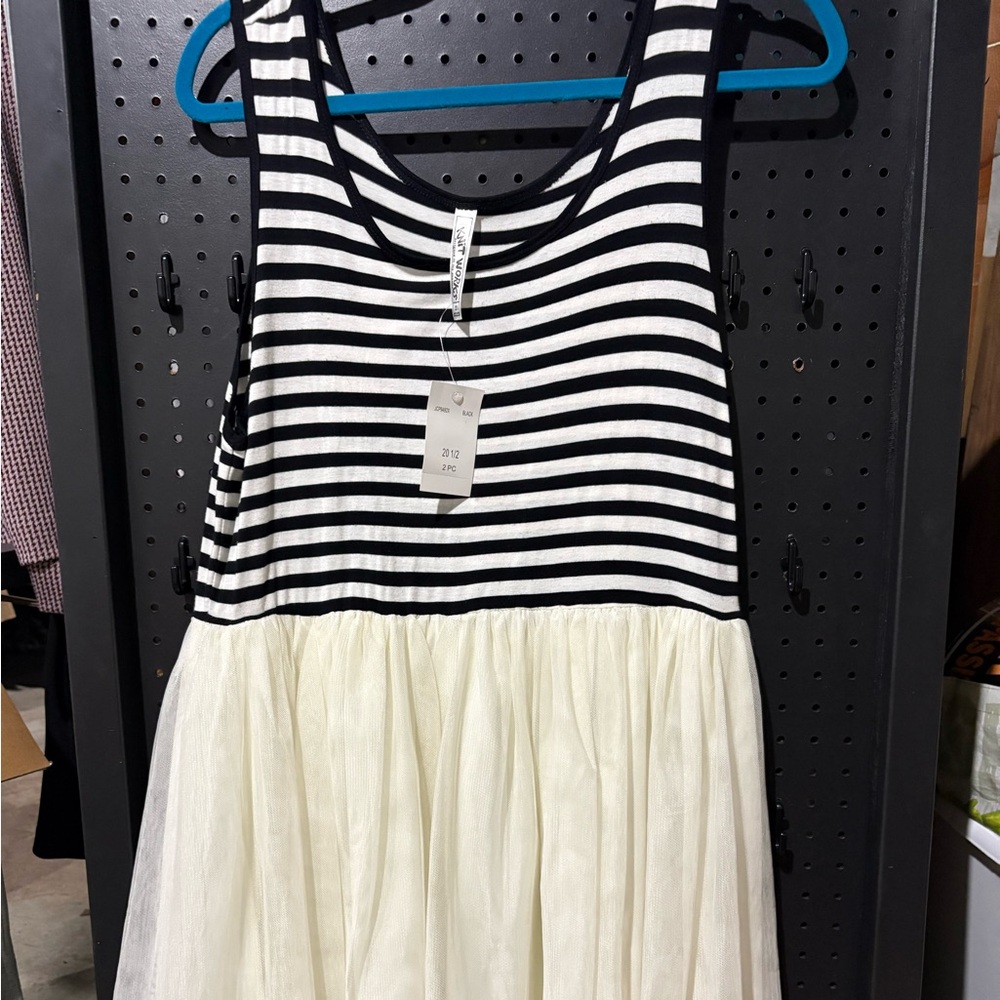 Knitworks Black and White Striped Kids Dress